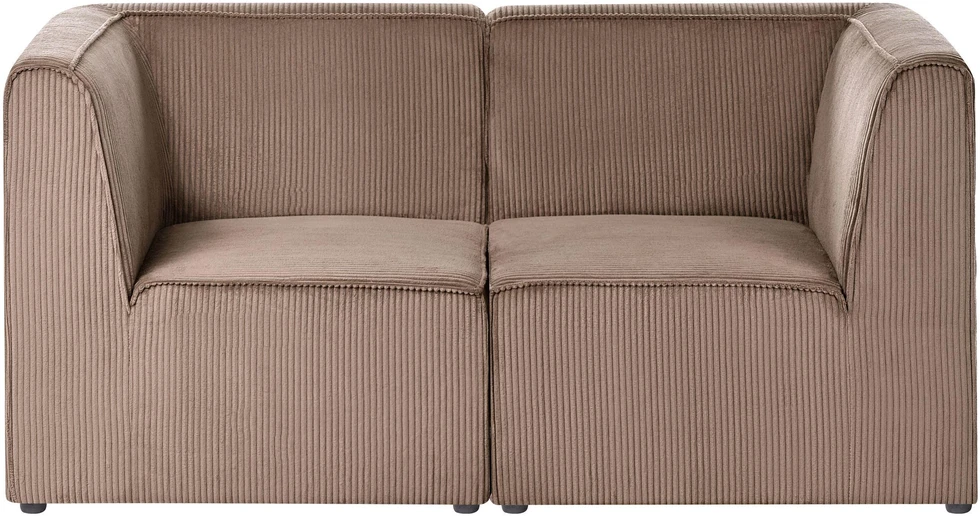 Beliani 2 vietų modulinė sofa LEMVIG, smėlio spalvos velveto audinys