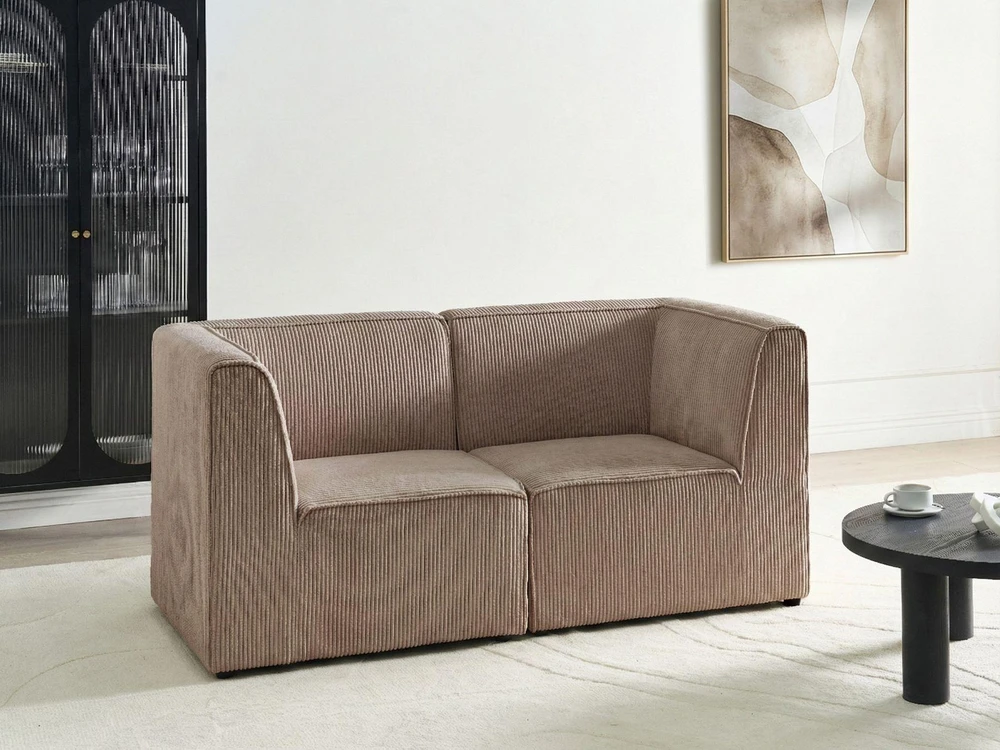 Beliani 2 vietų modulinė sofa LEMVIG, smėlio spalvos velveto audinys