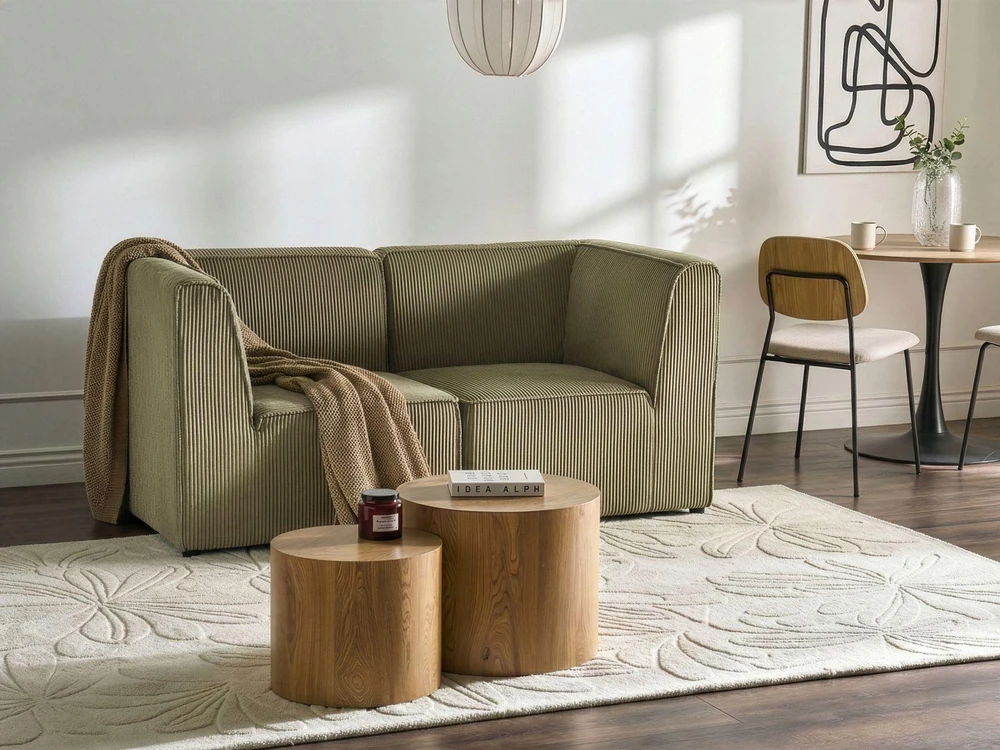 Beliani 2 vietų modulinė sofa LEMVIG, žalia, velvetas
