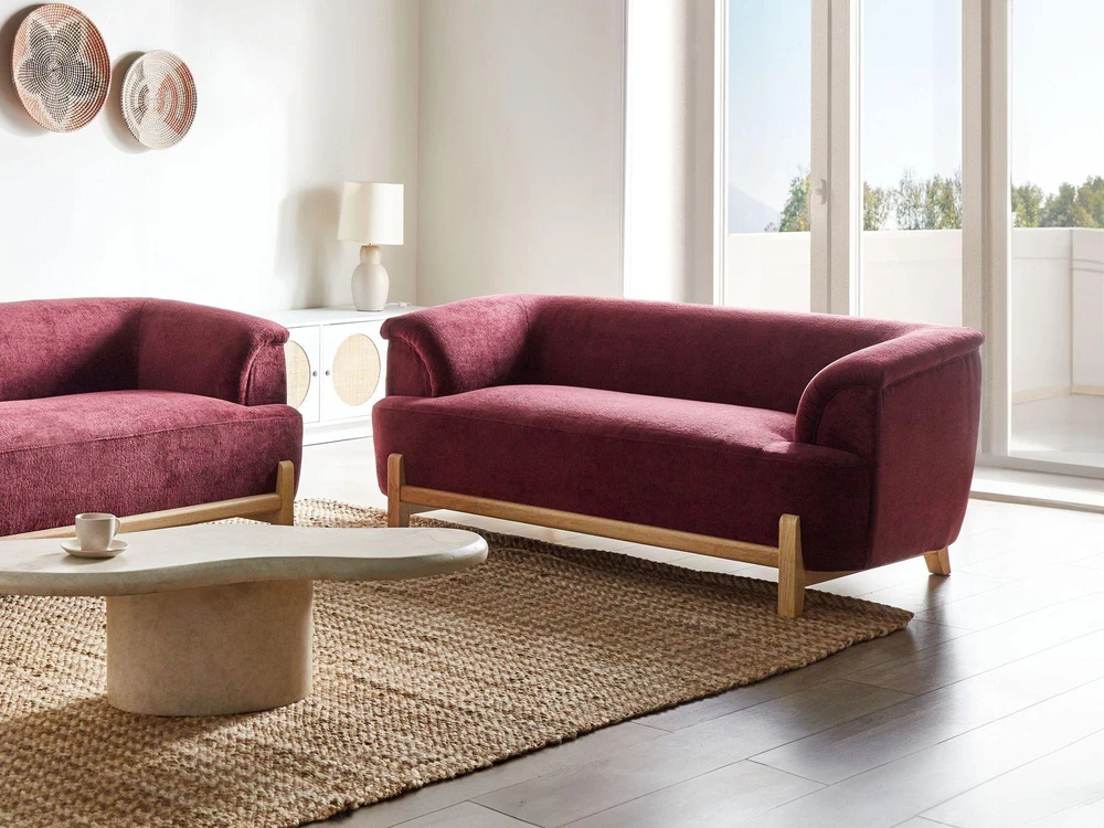 Beliani 2 vietų sofa ALNOR, šenilas, bordo