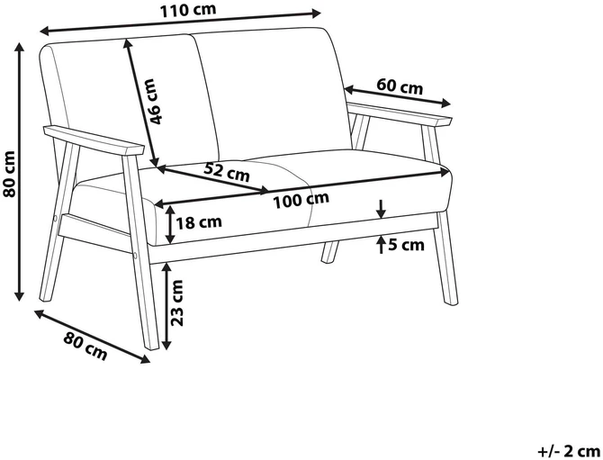Beliani 2 vietų sofa ASNES, ruda