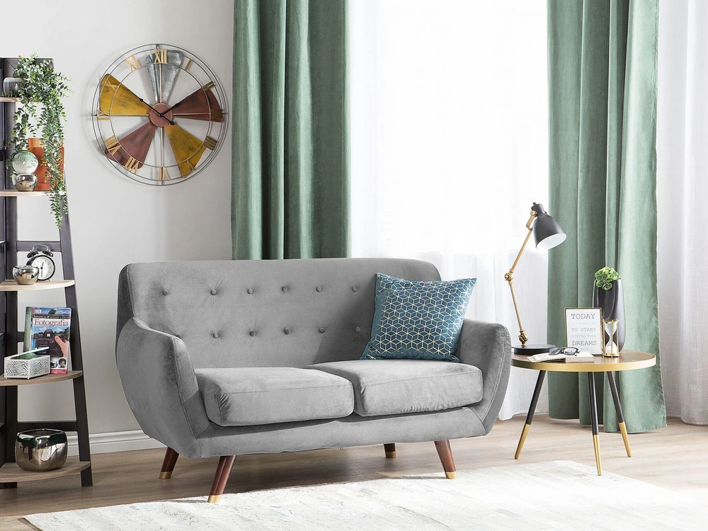 Beliani 2 vietų sofa BODO, veliūras, pilka