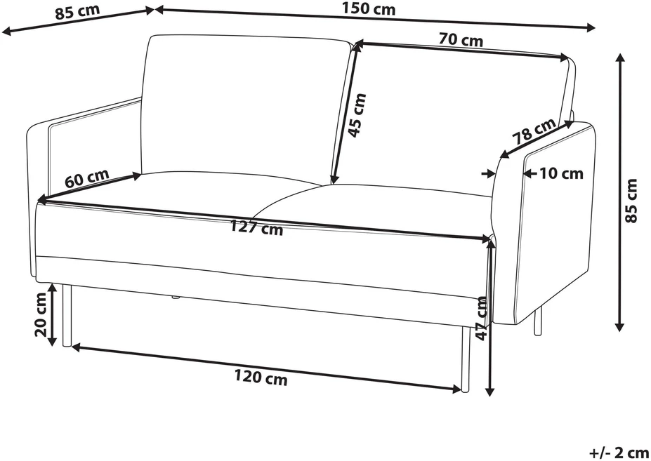 Beliani 2 vietų sofa BREDA šviesiai smėlio spalvos
