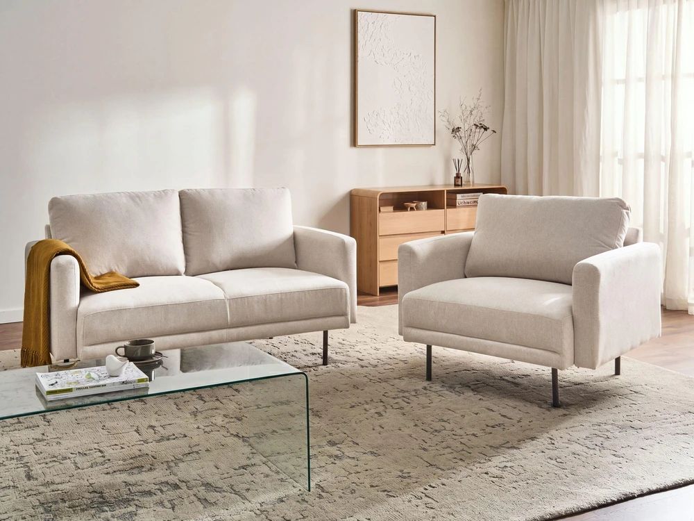Beliani 2 vietų sofa BREDA šviesiai smėlio spalvos