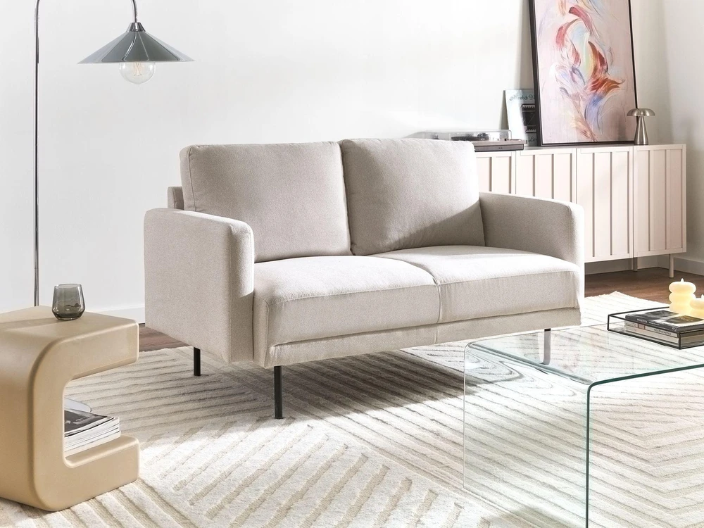 Beliani 2 vietų sofa BREDA šviesiai smėlio spalvos