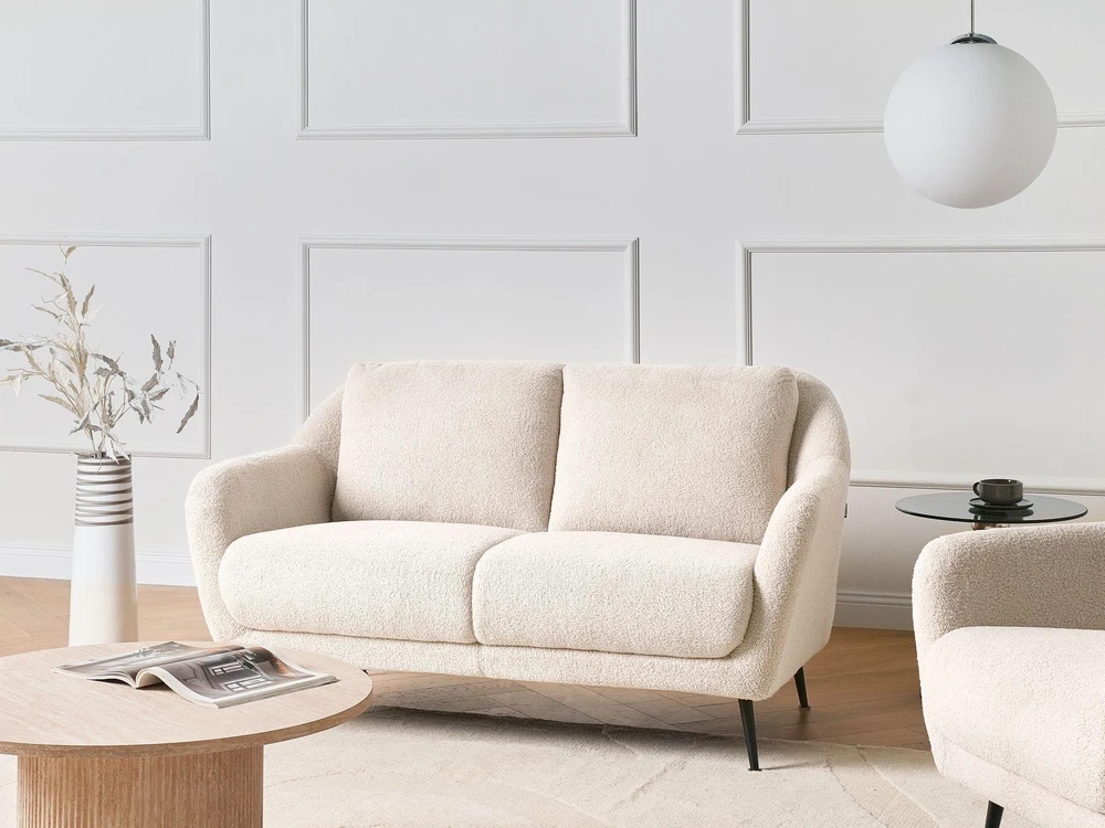 Beliani 2 vietų sofa EIBY Boucle smėlio spalvos