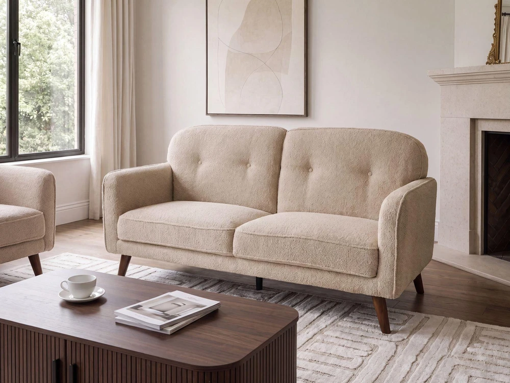 Beliani 2 vietų sofa ETTRUM, boucle, smėlio spalvos