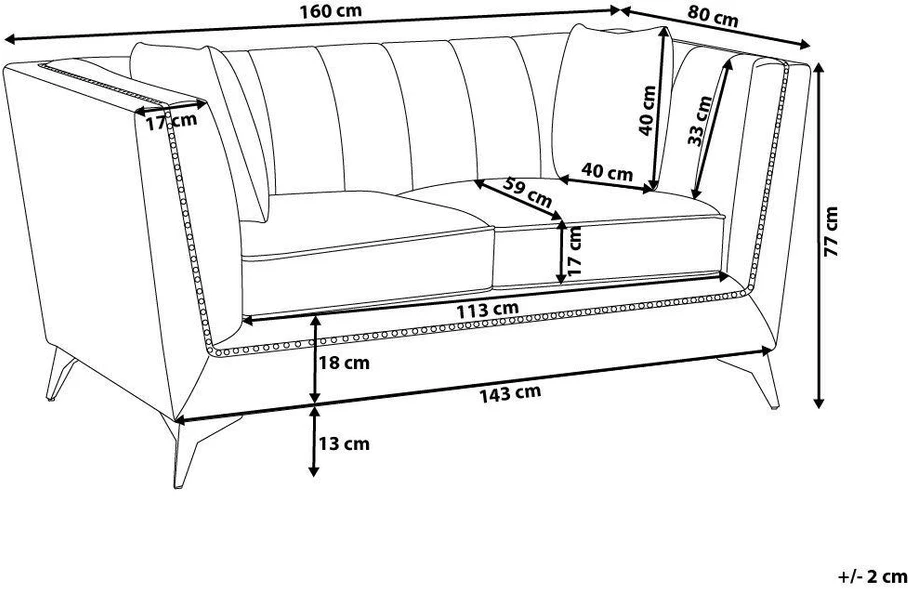 Beliani 2 vietų sofa GAULA, veliūrinė, pilka