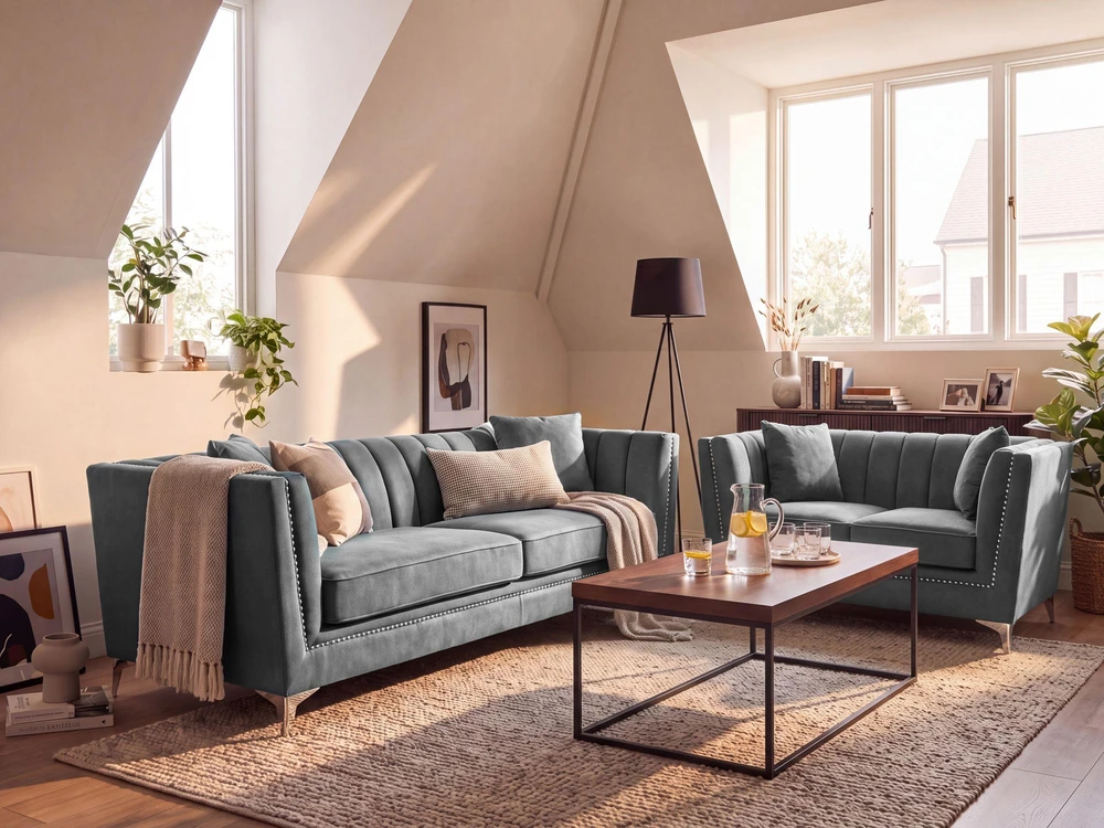 Beliani 2 vietų sofa GAULA, veliūrinė, pilka