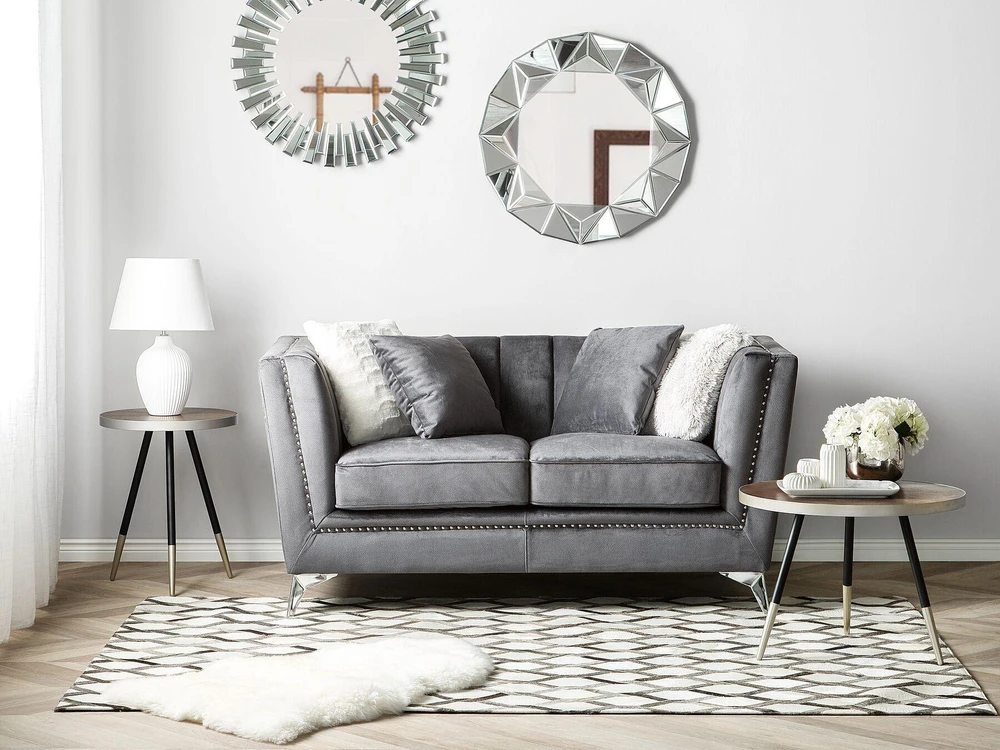 Beliani 2 vietų sofa GAULA, veliūrinė, pilka