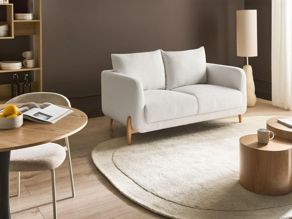 Beliani 2 vietų sofa GIMO Boucle balta