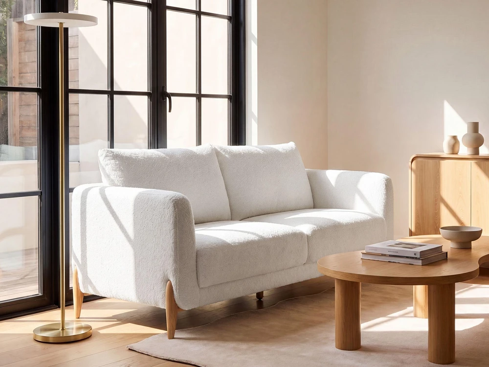 Beliani 2 vietų sofa GIMO Boucle balta