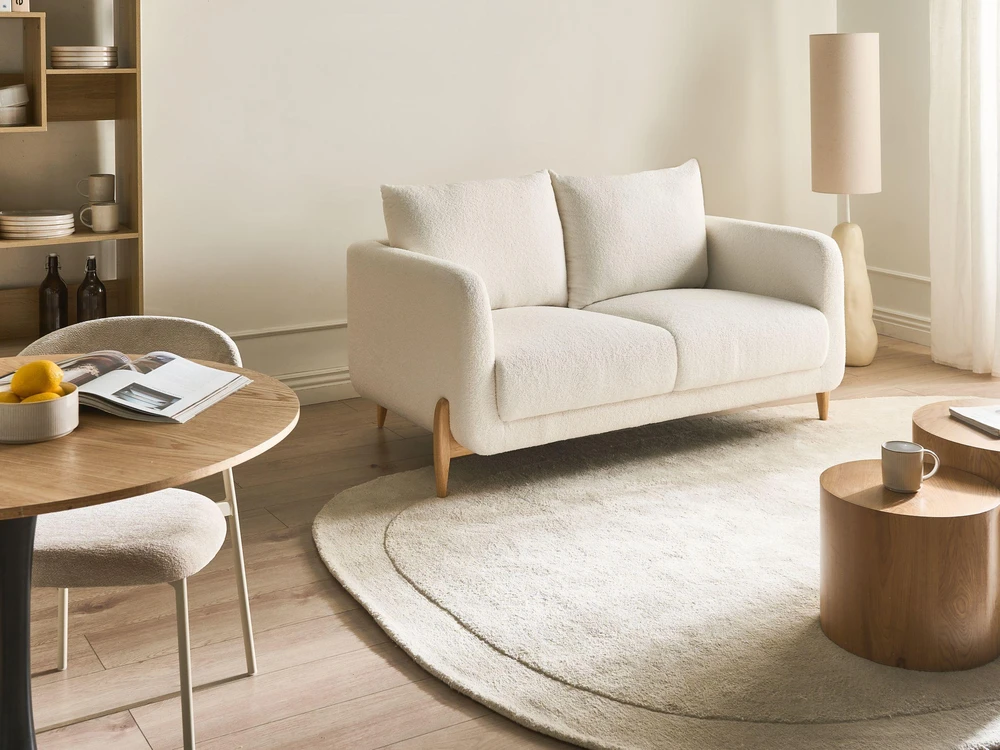 Beliani 2 vietų sofa GIMO Boucle balta