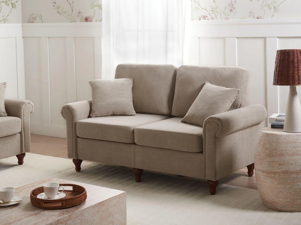 Beliani 2 vietų sofa GINNERUP, smėlinės ir pilkos spalvos