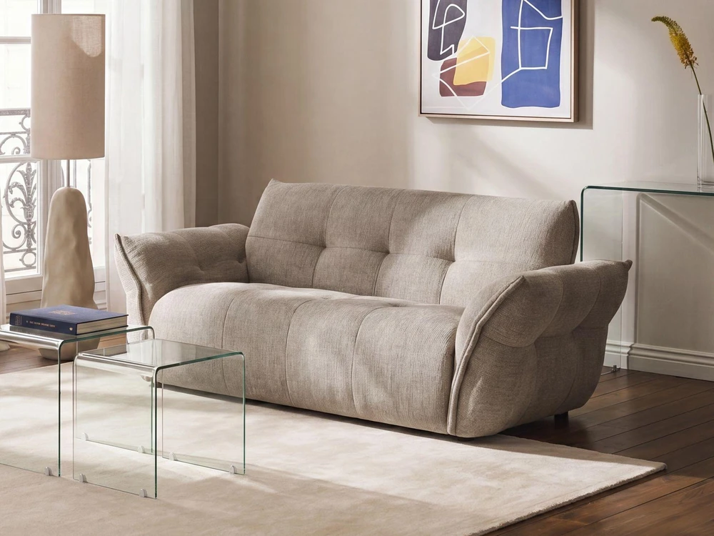 Beliani 2 vietų sofa HALBA smėlio pilkos spalvos