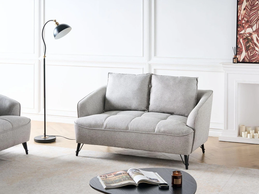 Beliani 2 vietų sofa HOBRO šviesiai pilka