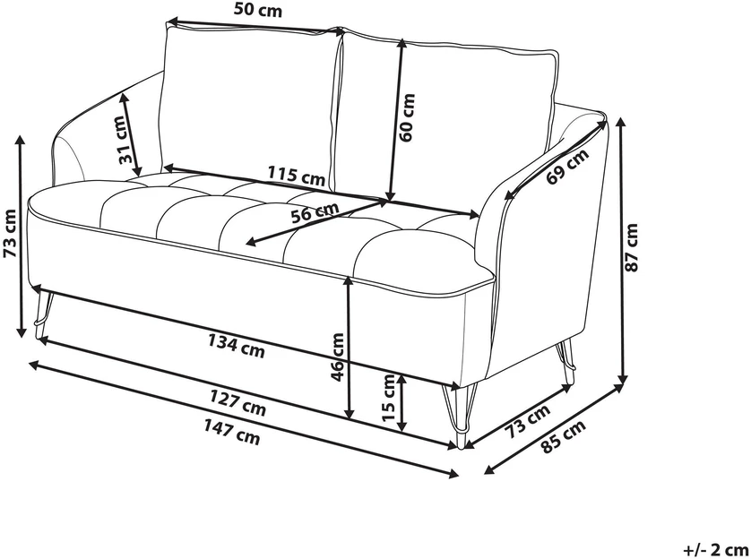 Beliani 2 vietų sofa HOBRO šviesiai pilka
