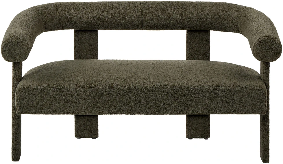 Beliani 2 vietų sofa ILBRO bouclé audinio, tamsiai žalia