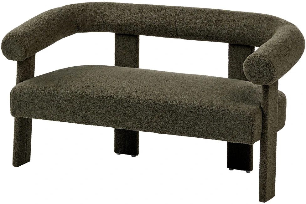 Beliani 2 vietų sofa ILBRO bouclé audinio, tamsiai žalia