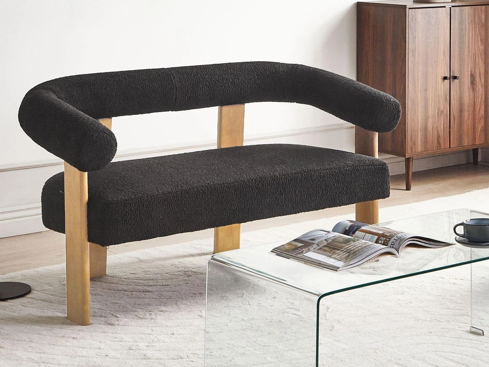 Beliani 2 vietų sofa ILBRO Boucle juoda/šviesiai ruda