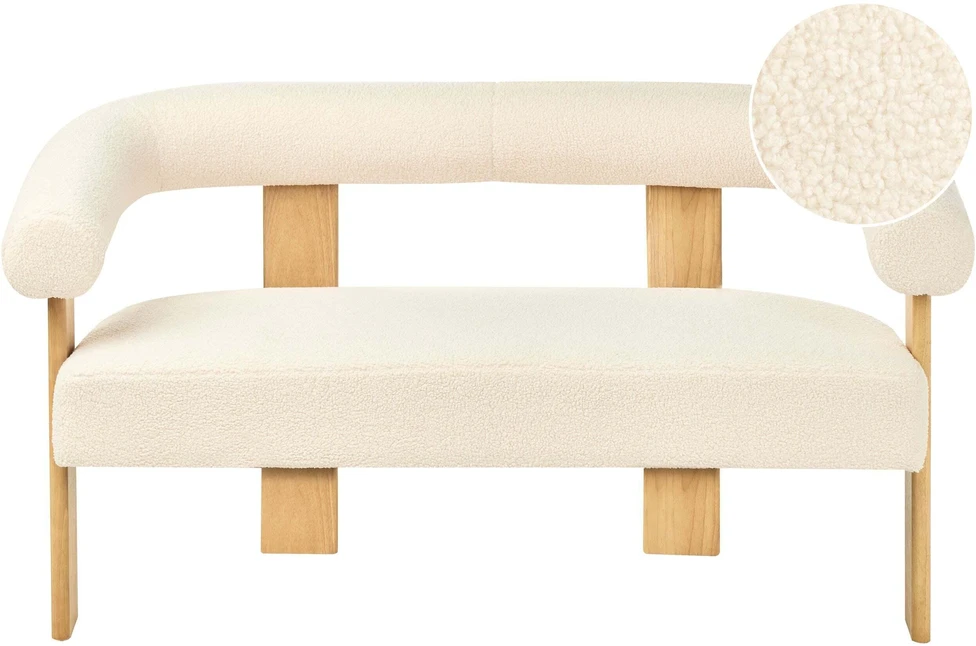 Beliani 2 vietų sofa ILBRO Boucle, kreminė balta / šviesiai ruda