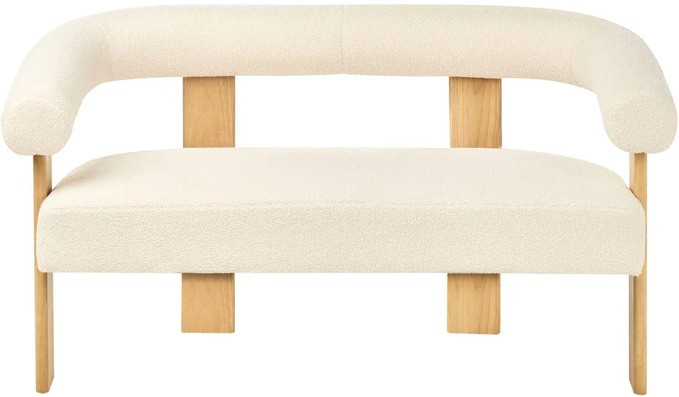 Beliani 2 vietų sofa ILBRO Boucle, kreminė balta / šviesiai ruda