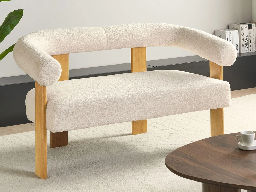 Beliani 2 vietų sofa ILBRO Boucle, kreminė balta / šviesiai ruda