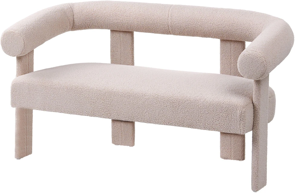 Beliani 2 vietų sofa ILBRO Boucle šviesiai smėlio spalvos