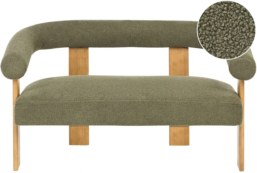 Beliani 2 vietų sofa ILBRO Boucle žalia / šviesiai ruda
