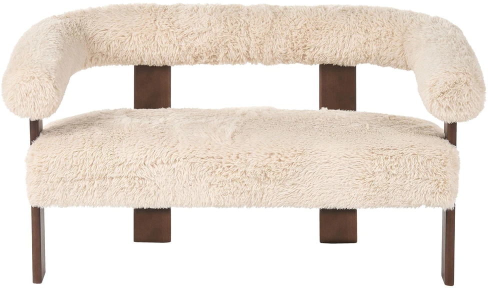Beliani 2 vietų sofa ILBRO dirbtinis kailis, kreminė/tamsiai ruda