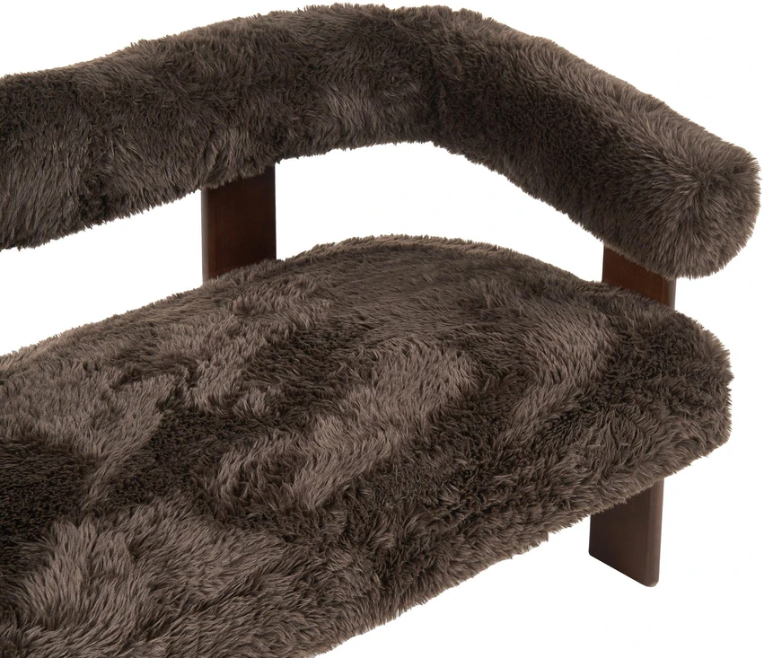 Beliani 2 vietų sofa ILBRO dirbtinis kailis tamsiai ruda