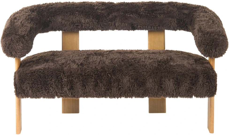 Beliani 2 vietų sofa ILBRO dirbtinis kailis tamsiai rudas / šviesiai rudas