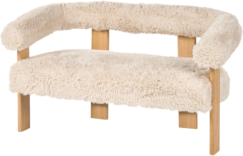 Beliani 2 vietų sofa ILBRO dirbtinis kailis kreminė/šviesiai ruda