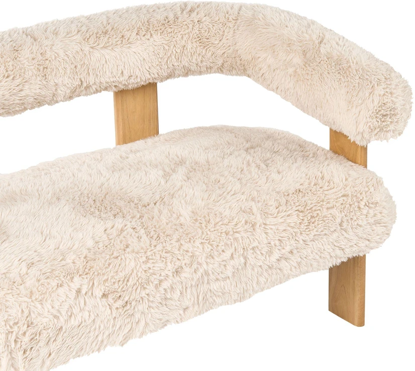 Beliani 2 vietų sofa ILBRO dirbtinis kailis kreminė/šviesiai ruda