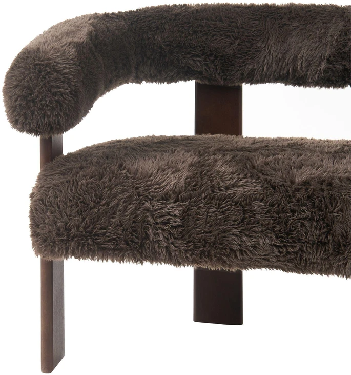Beliani 2 vietų sofa ILBRO dirbtinis kailis tamsiai ruda