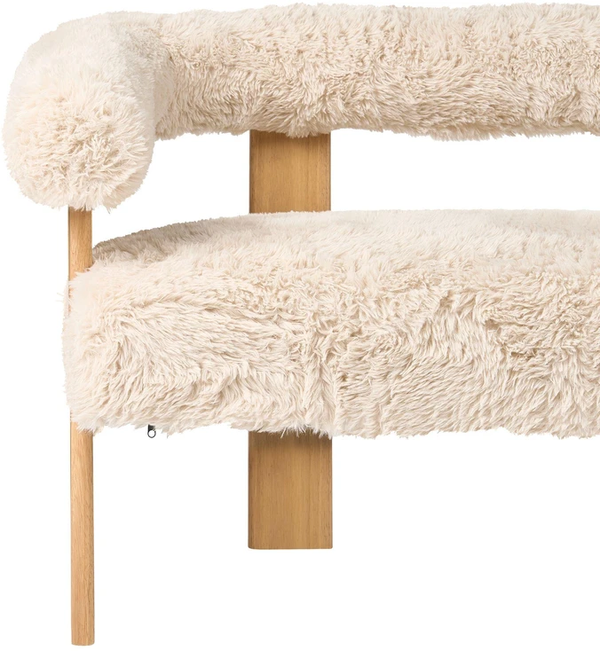 Beliani 2 vietų sofa ILBRO dirbtinis kailis kreminė/šviesiai ruda