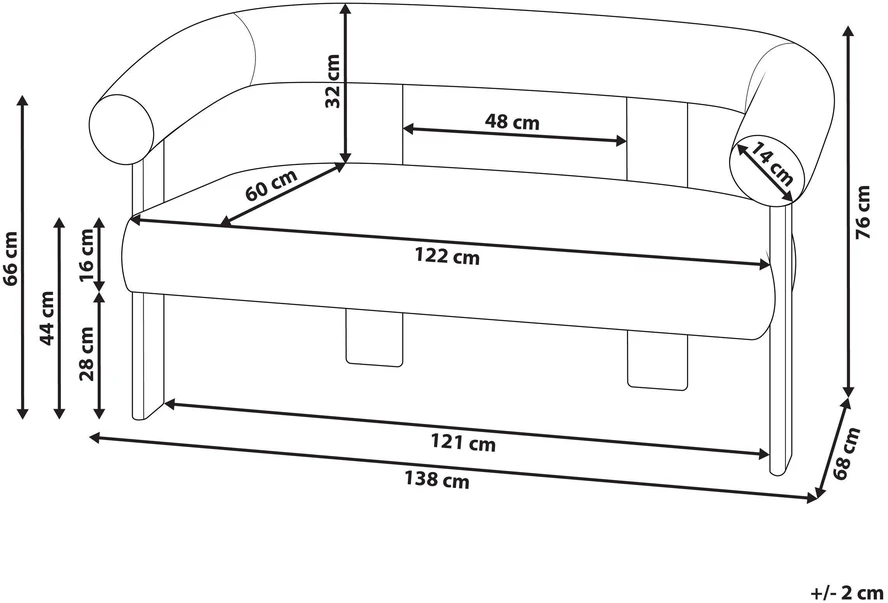 Beliani 2 vietų sofa ILBRO dirbtinis kailis kreminė/šviesiai ruda