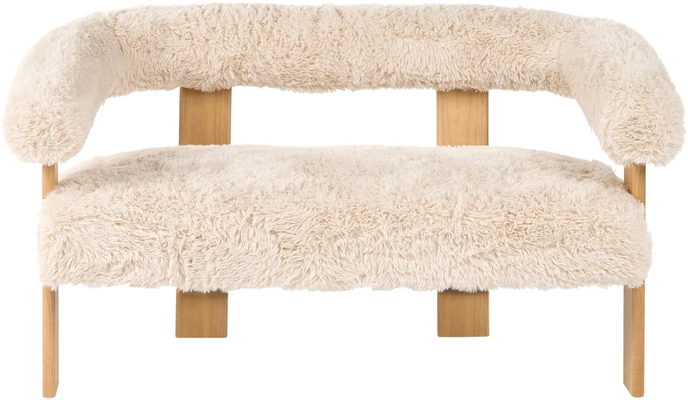 Beliani 2 vietų sofa ILBRO dirbtinis kailis kreminė/šviesiai ruda