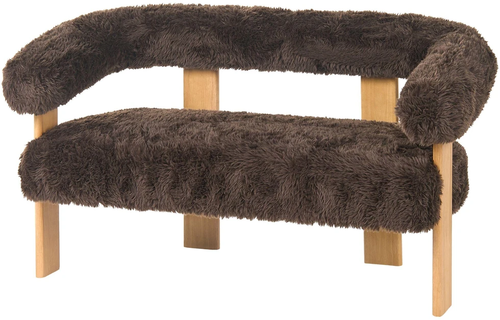 Beliani 2 vietų sofa ILBRO dirbtinis kailis tamsiai rudas / šviesiai rudas