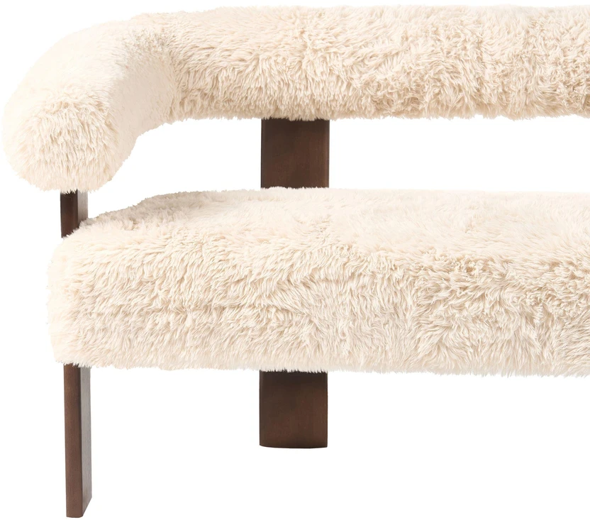 Beliani 2 vietų sofa ILBRO dirbtinis kailis, kreminė/tamsiai ruda