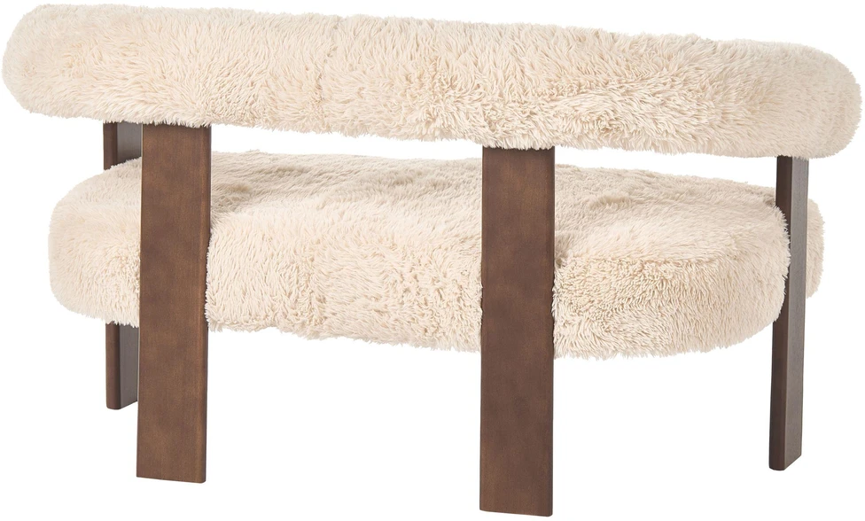 Beliani 2 vietų sofa ILBRO dirbtinis kailis, kreminė/tamsiai ruda