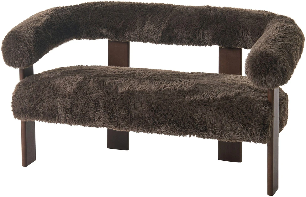 Beliani 2 vietų sofa ILBRO dirbtinis kailis tamsiai ruda