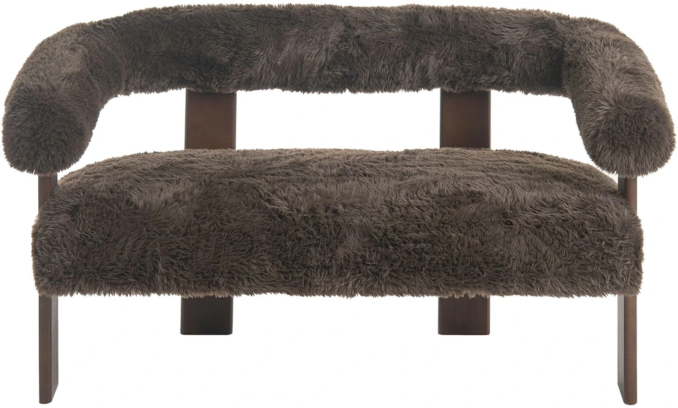 Beliani 2 vietų sofa ILBRO dirbtinis kailis tamsiai ruda