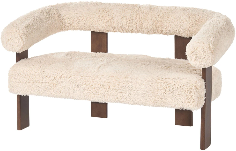 Beliani 2 vietų sofa ILBRO dirbtinis kailis, kreminė/tamsiai ruda
