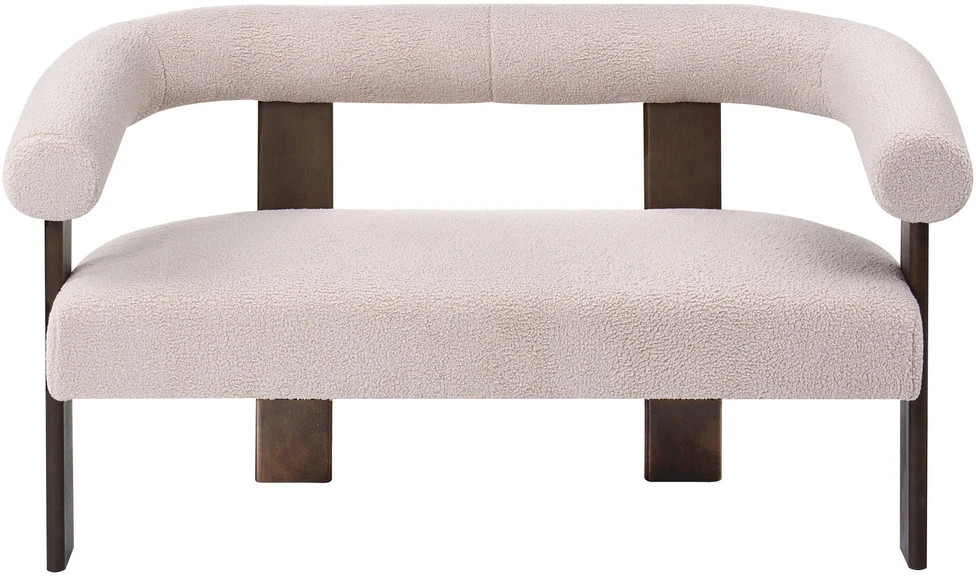 Beliani 2 vietų sofa ILBRO iš audinio Boucle, tamsiai ruda ir smėlio spalvos