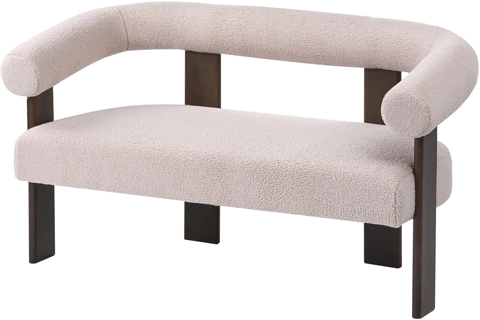 Beliani 2 vietų sofa ILBRO iš audinio Boucle, tamsiai ruda ir smėlio spalvos