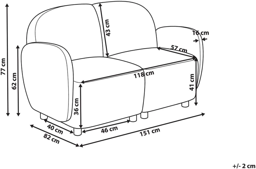 Beliani 2 vietų sofa JULE, Boucle, balkšva