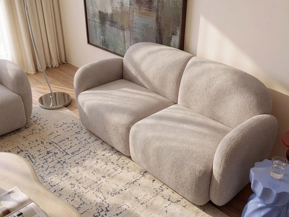Beliani 2 vietų sofa JULE Bouclé, smėlio spalvos