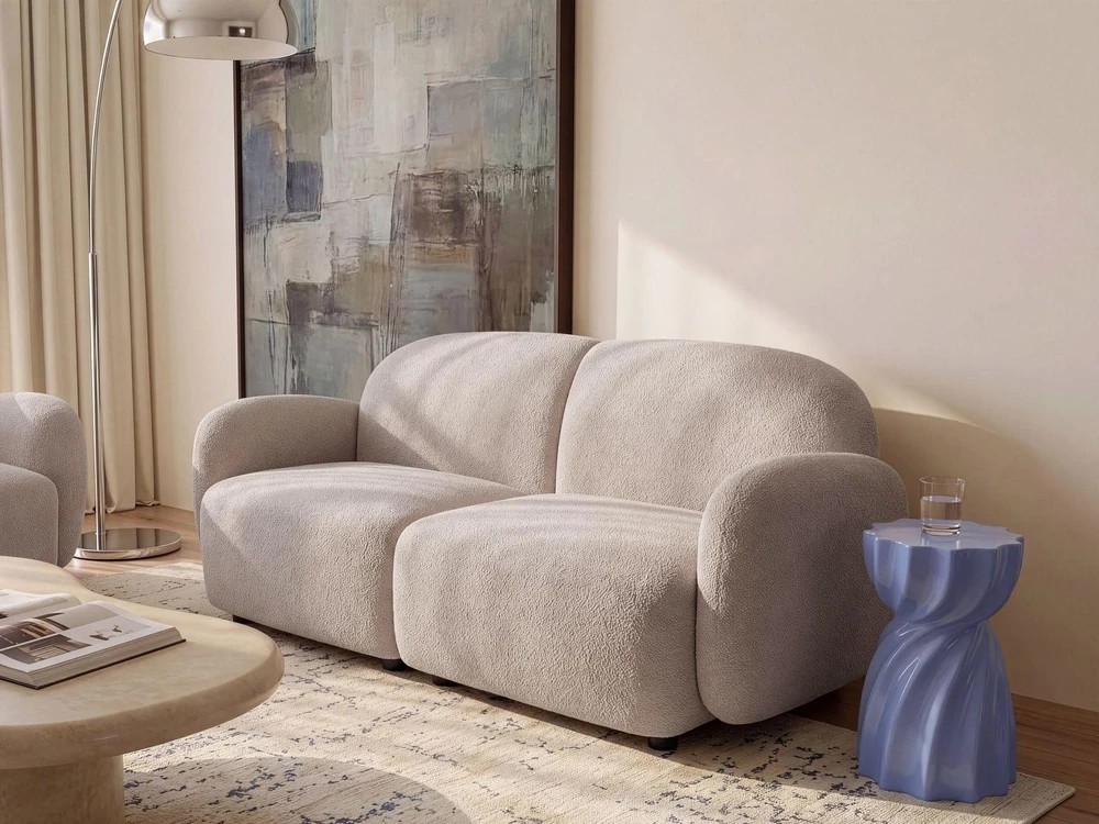 Beliani 2 vietų sofa JULE Bouclé, smėlio spalvos