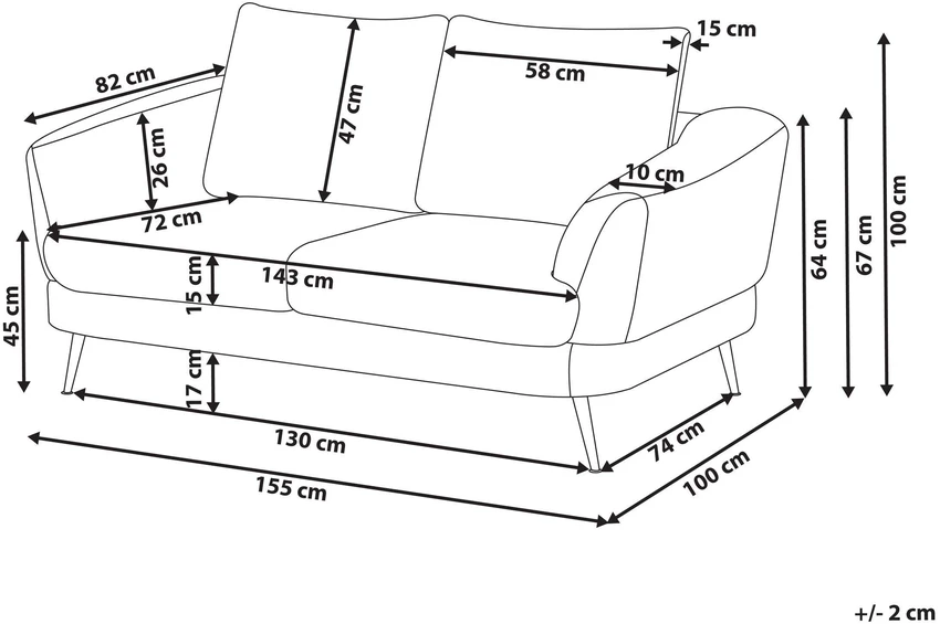 Beliani 2 vietų sofa KJAER Boucle šviesiai smėlio spalvos